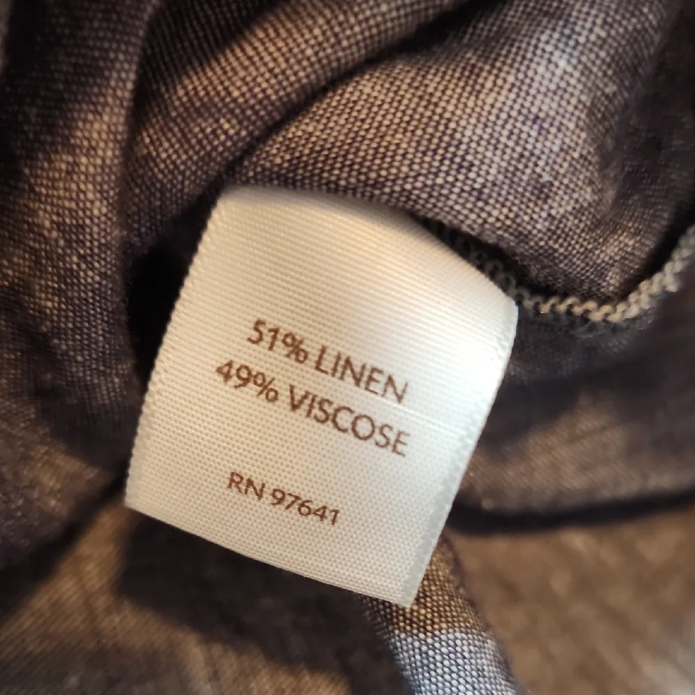 J. JILL | Linen‎ Blend Blue Gray Button-Down Tunic Dress Duster | L Petite